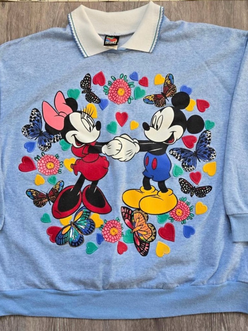 Disney Minnie & Mickey Graphic Polo Sweatshirt - Light Blue